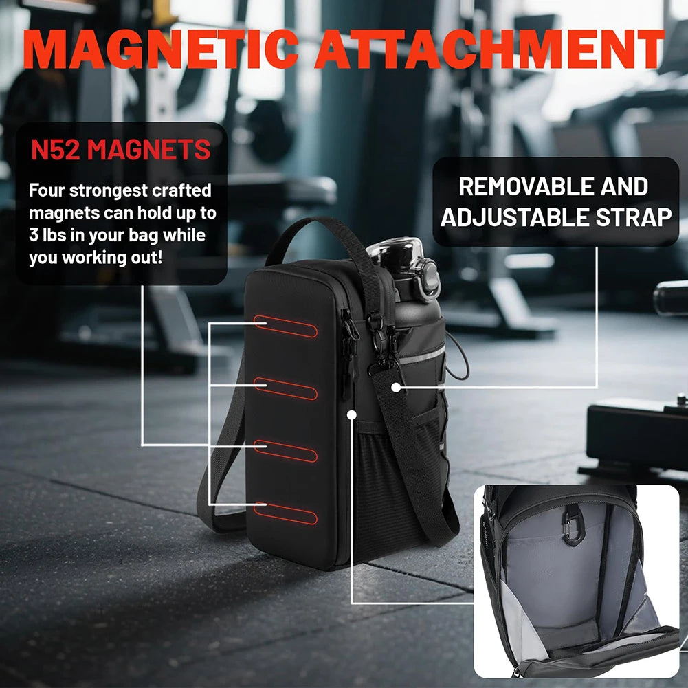 Magnetic Gym Bag with Bottle Holder - Unisex Magnetic Attachment Bag