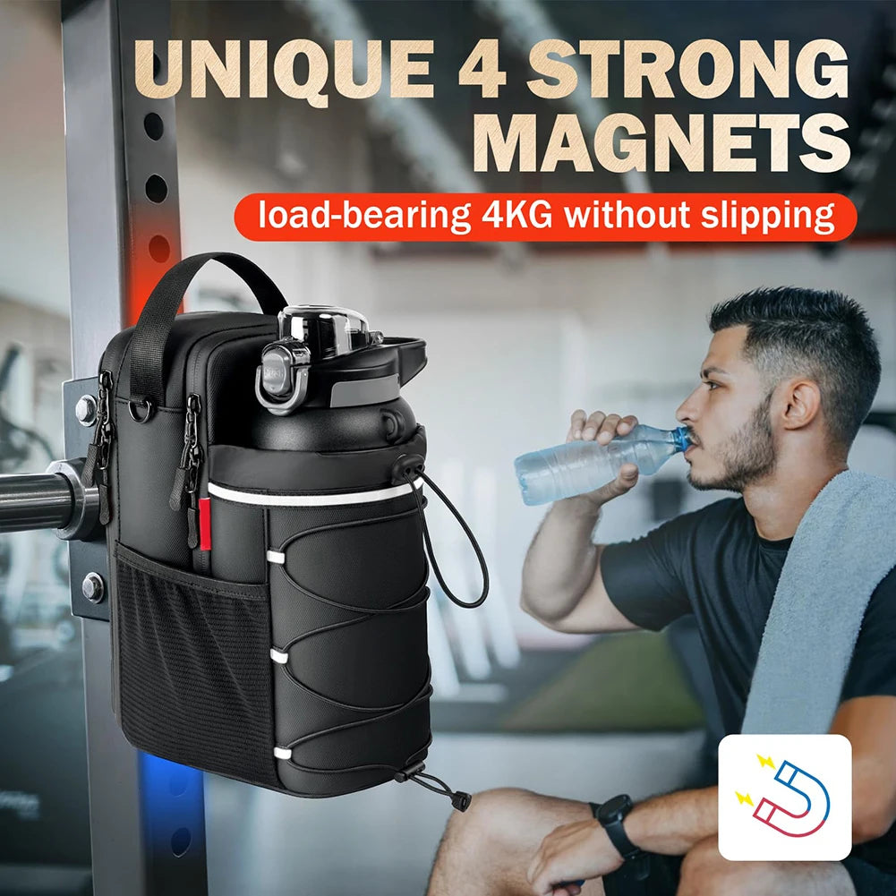 Magnetic Gym Bag with Bottle Holder - Unisex Magnetic Attachment Bag